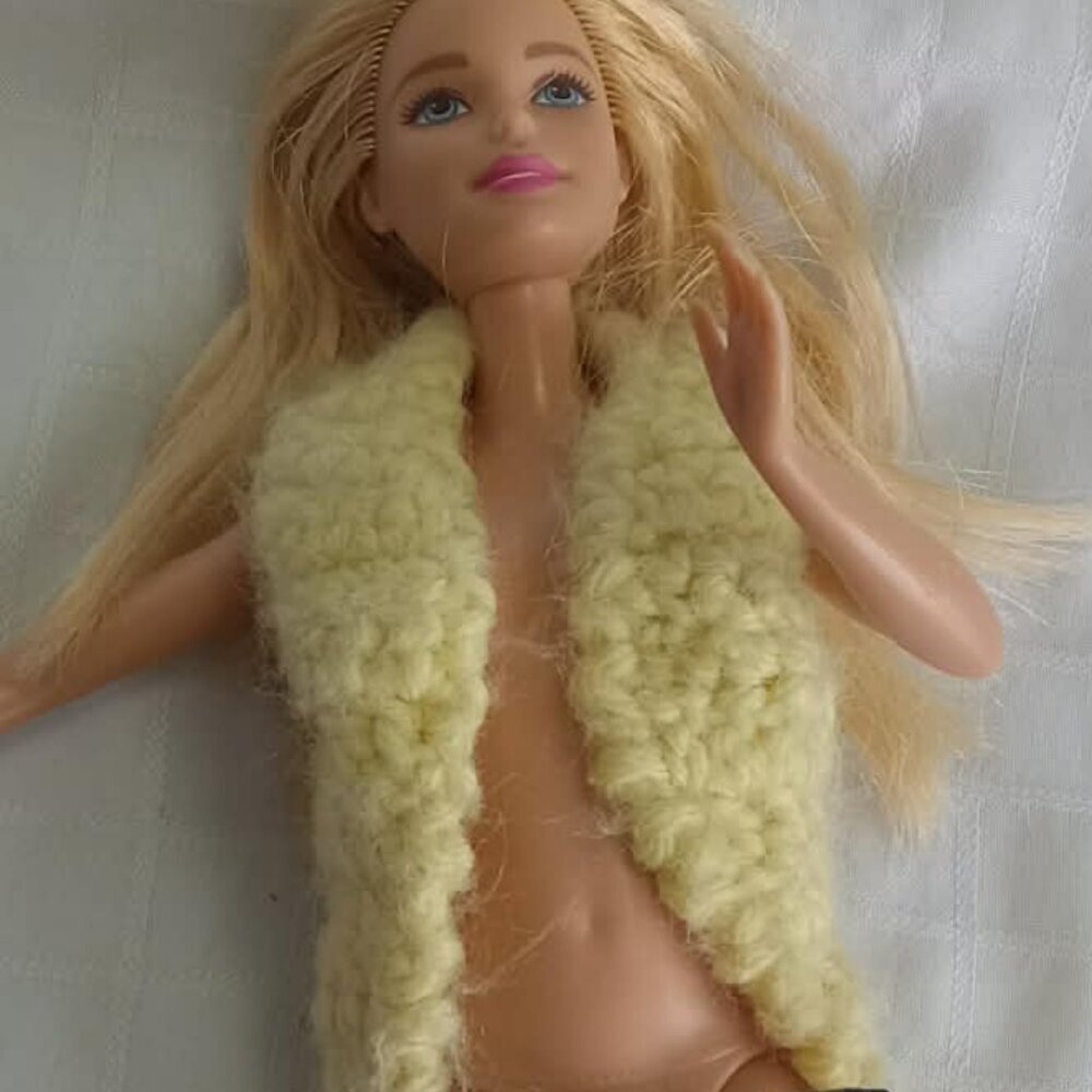 Two handmade vintage Barbie handknitted sleveless top, circa 1984